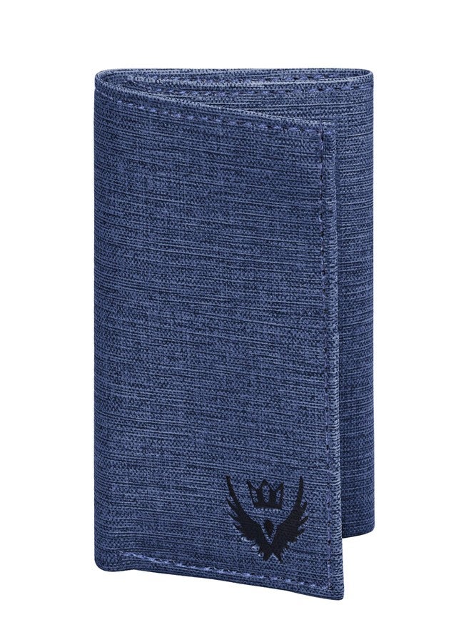LORENZ Trifold Wallet for Men, Navy Blue, 6 Credit Card Slots, 2 Currency Compartments, 2 Coin Pockets, ID Window | Non Leather | WL-97 - Image 1